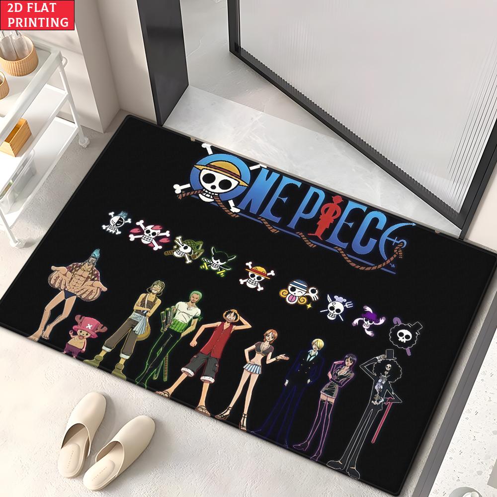 Anime Pirate Crew Treasure Doormat, Cartoon Character Non-slip Floor Mat, Decorative Entrance Rug for Home Living Room Bedroom