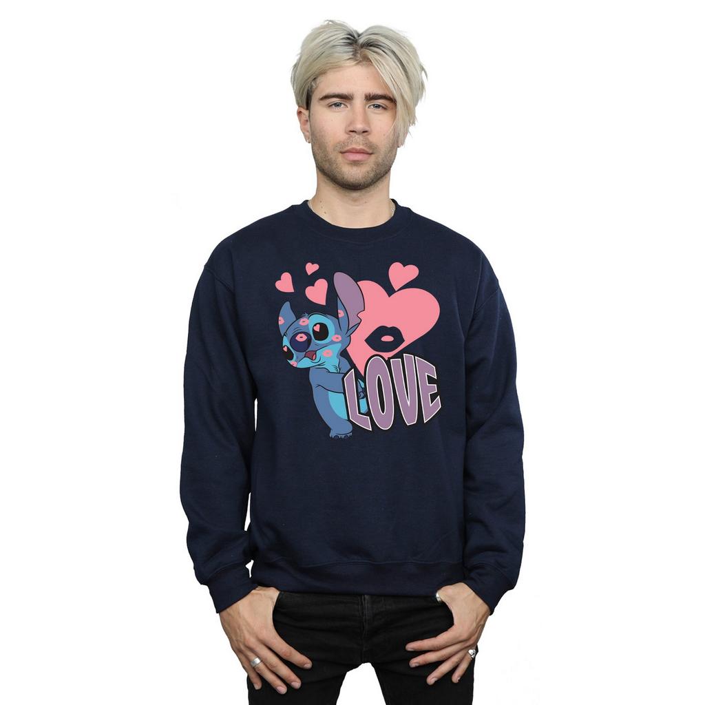 Lilo & Stitch Mens Love Heart Sweatshirt