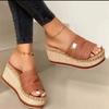 2024 Summer Fashion Wedge Thick Sole Round Toe Slippers Women's Wear-Resistant Casual Comfortable Slippers