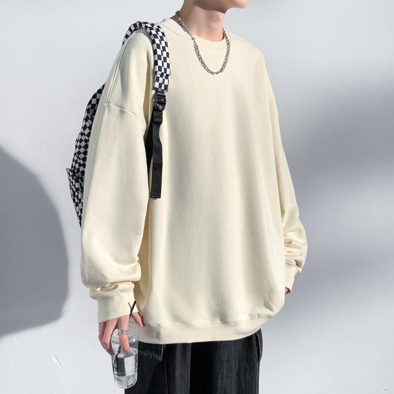 Толстовки с круглым вырезом, однотонный мужской удобный свитер на осень и зиму, свободный спущенный плечевой пояс, круглый вырез, универсальный свитер Tide