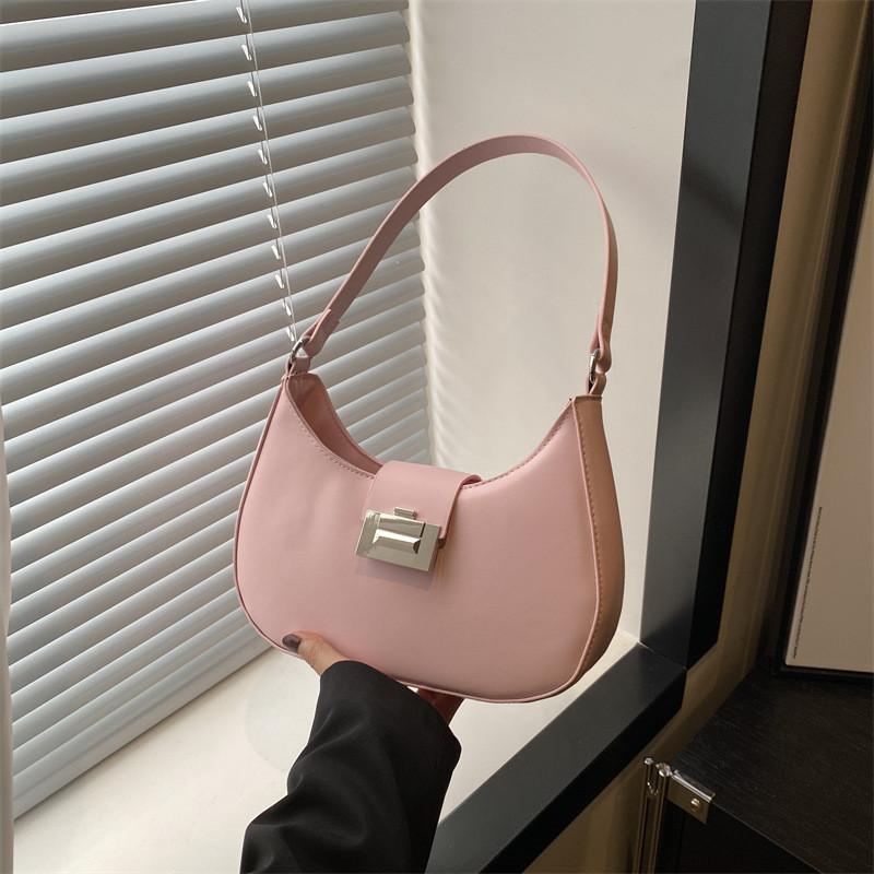 Шикарная винтажная весенняя женская сумка из искусственной кожи под мышкой в черном, белом, розовом и коричневом цветах