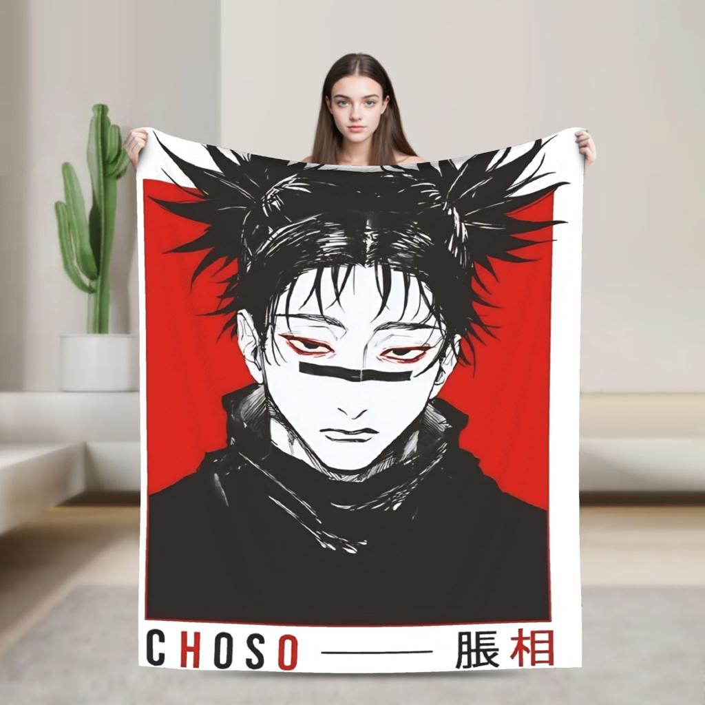Choso Blanket Cover Flannel Kaisens Anime Lightweight Thin Throw Blanket for Car Sofa Couch Bed Rug