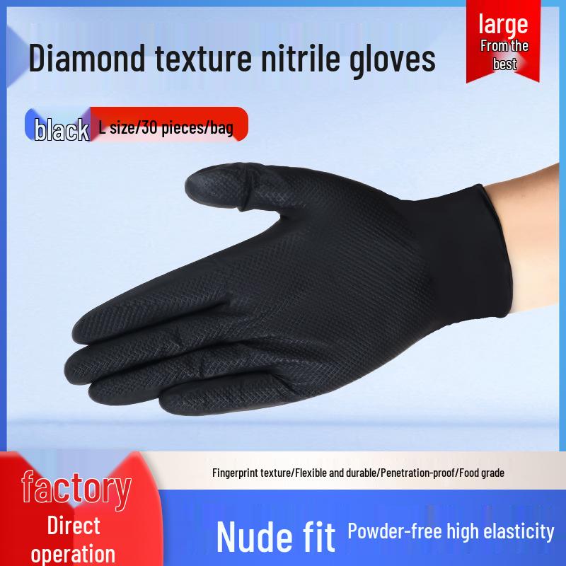 Thickened Non-slip Diamond Texture Nitrile Gloves for Household, Kitchen, Industrial, and Automotive Repair