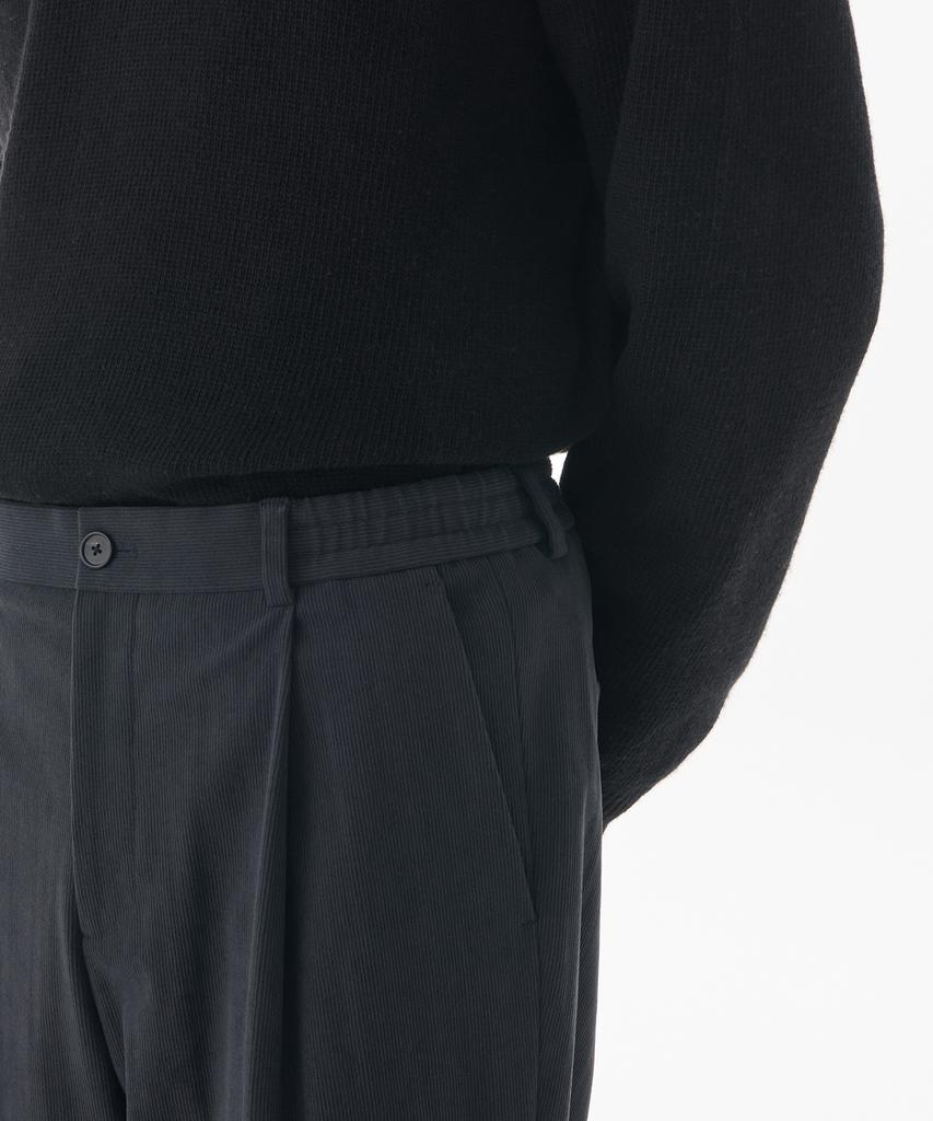 MUSINSA STANDARD 14W Corduroy One-Pleat Wide Elastic Pants [Iron Gray]