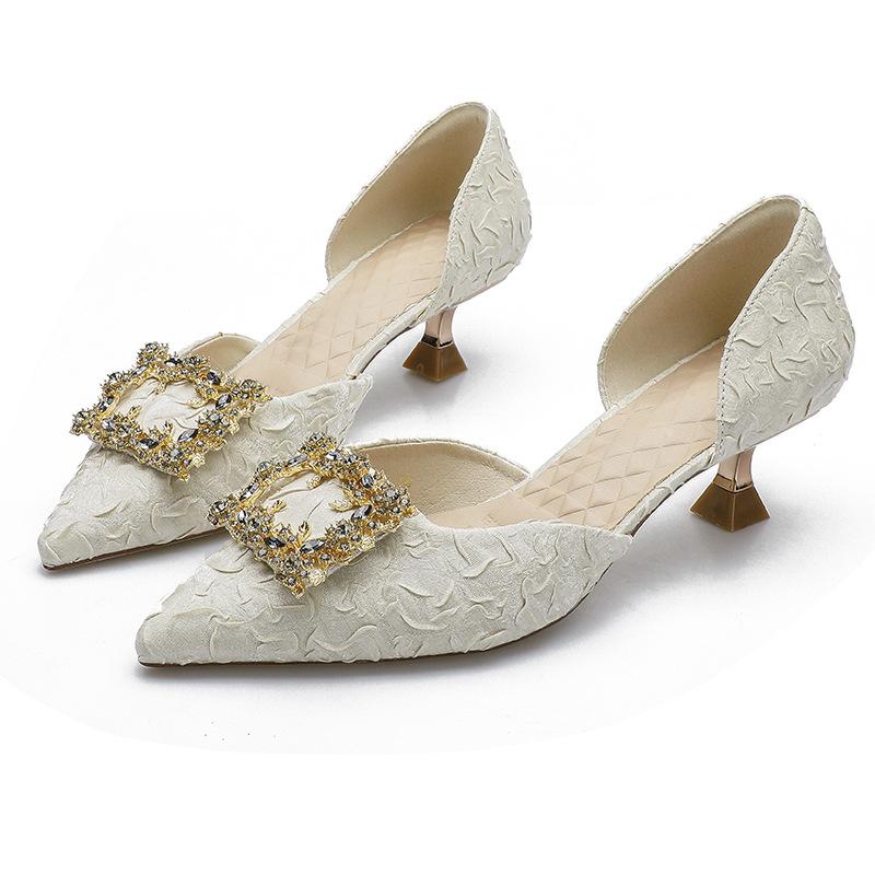 Новая сумка, сандалии на среднем каблуке, женские, с острым носком, на тонком каблуке, на маленьком высоком каблуке, модные полые туфли-лодочки