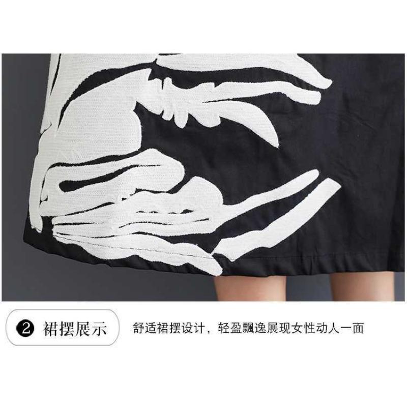 Loose Large Size Splicing Casual Simple Printed Sweet Long Sleeve Shirt Dresses