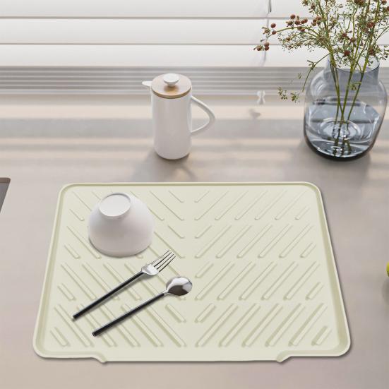 Силиконовый коврик для слива Водоотводящий коврик для кухонной раковины с наклонной конструкцией Термостойкая подставка для слива Поддон для сушки посуды Коврик для слива с циркуляцией воздуха