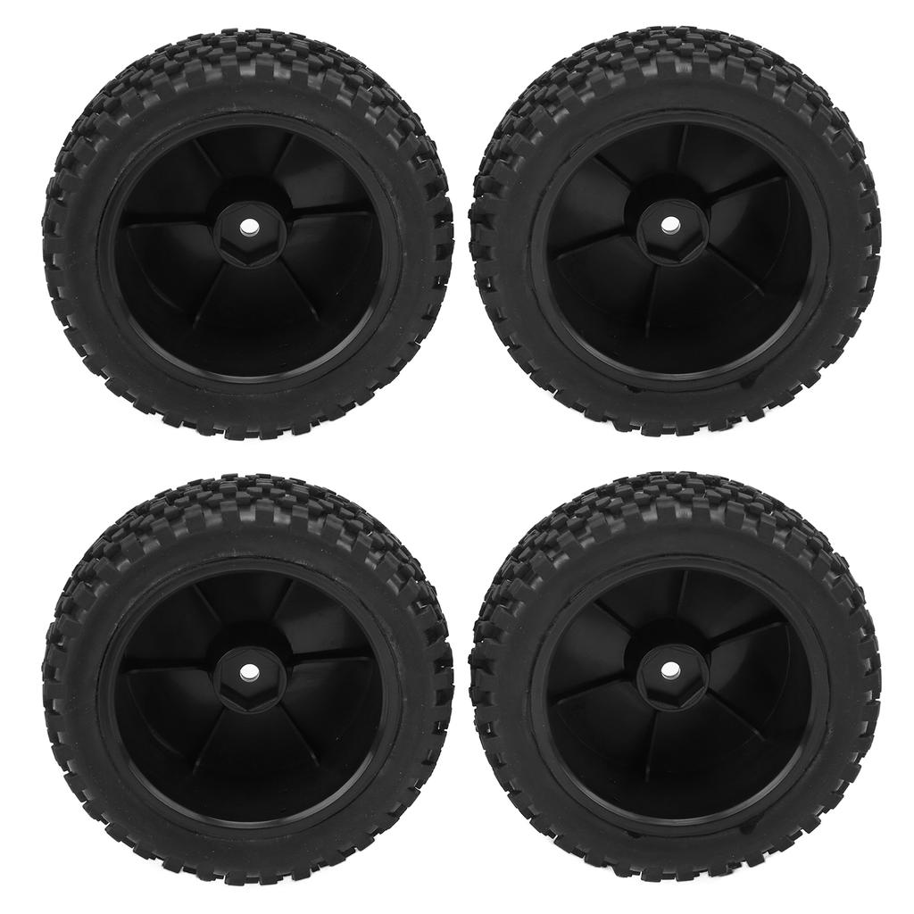 4pcs RC Front Rear Tires and Wheels with 12mm Hex for 1/10 RC Off Road Car Upgrade PartsBlack