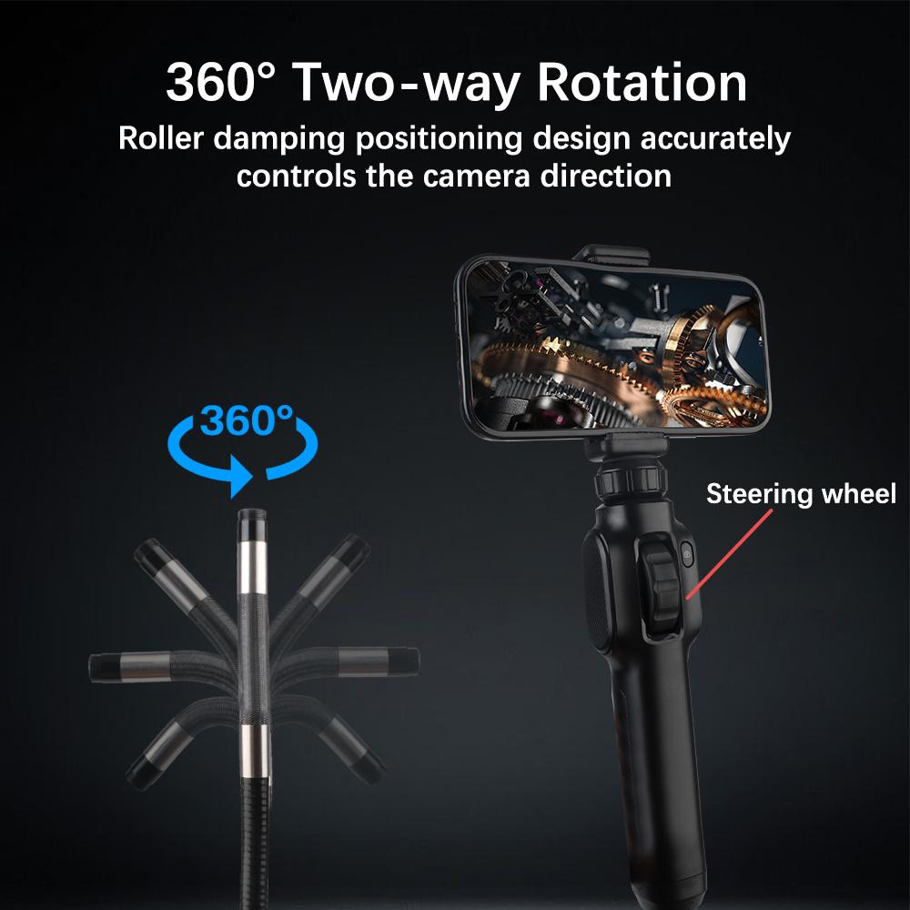 С 8 светодиодными лампами 360° рулевой эндоскоп 1080P для Android/IOS с шарнирной камерой для осмотра автомобилей шарнирный бороскоп