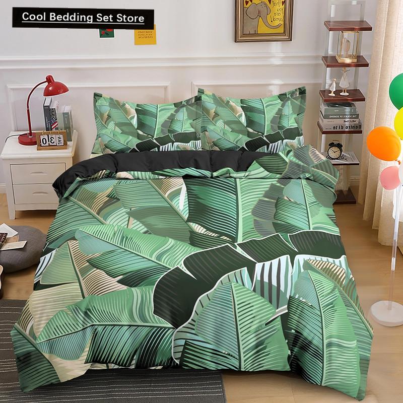 Комплект постельного белья «Природа» с изображением тропических зеленых листьев, джунглей и растений, пододеяльник с 3D-ботаническим рисунком из полиэстера