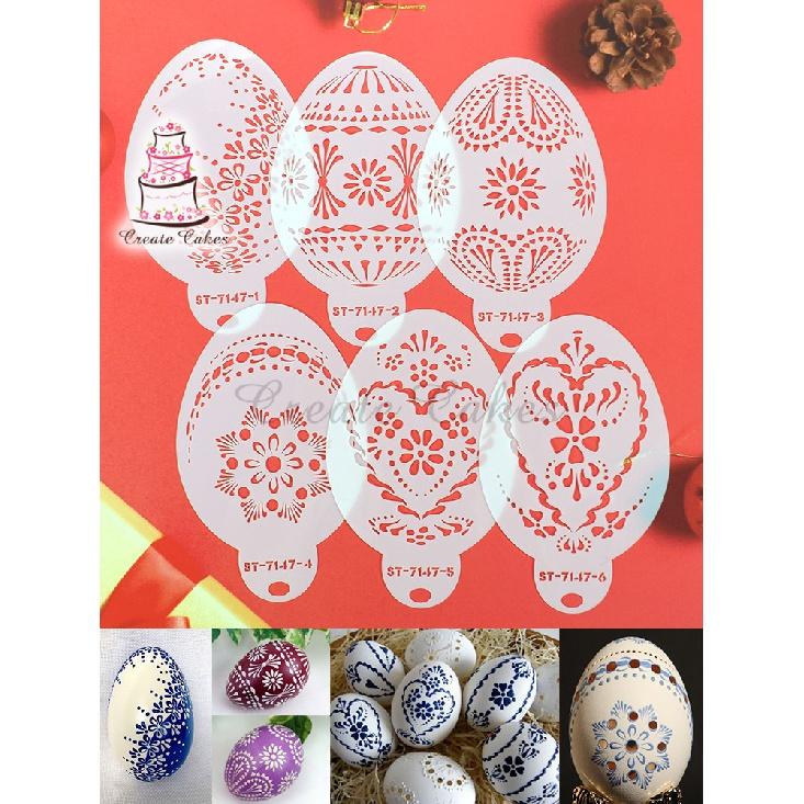 6 шт./компл., новые пасхальные яйца, трафарет для торта, инструменты для украшения торта, кружевные трафареты для украшения торта, помадка, печенье