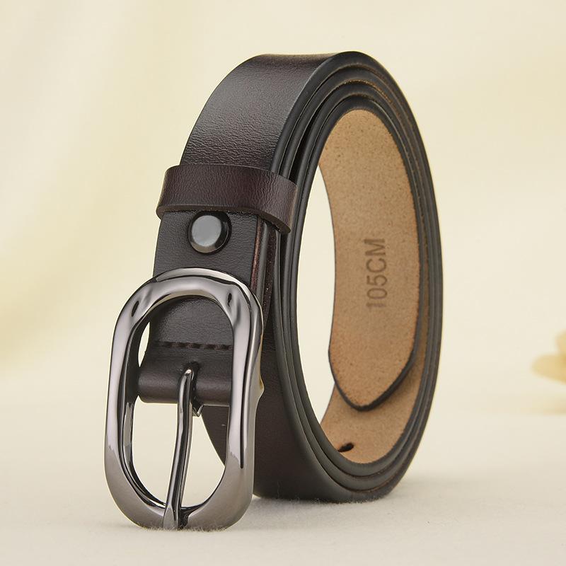 Женский ремень из коровьей кожи, ремень из кожи с пряжкой-булавкой из сплава, ремень с пряжкой-солнцем, повседневный тонкий ремень