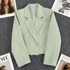 Short Jade Green Suit Jacket for Women In Autumn with Short Stature Casual Versatile Small Suit for Women Jackets & Coats Women’s
