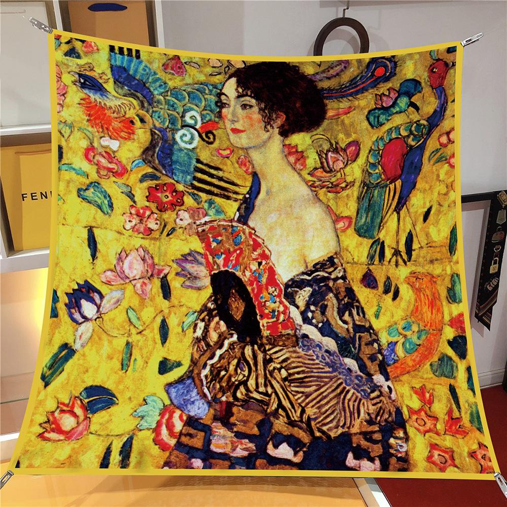 New Silk Scarf Women Woman Print Square Scarves Head Echarpes Silk Foulards Femme Wraps Beach Shawls Bandana Lady Hijabs 90CM