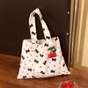 Милый котенок, принт вишенки, сумка-тоут из парусины, большая вместимость, дорожная, портативная, сумка для хранения мелочей, женская, для поездок на работу, на плечо, подарок