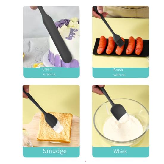 Набор из 6 силиконовых лопаток, термостойкая, без бисфенола А, для соскабливания, выпечки, приготовления пищи, кухонные принадлежности с силиконовой щеткой