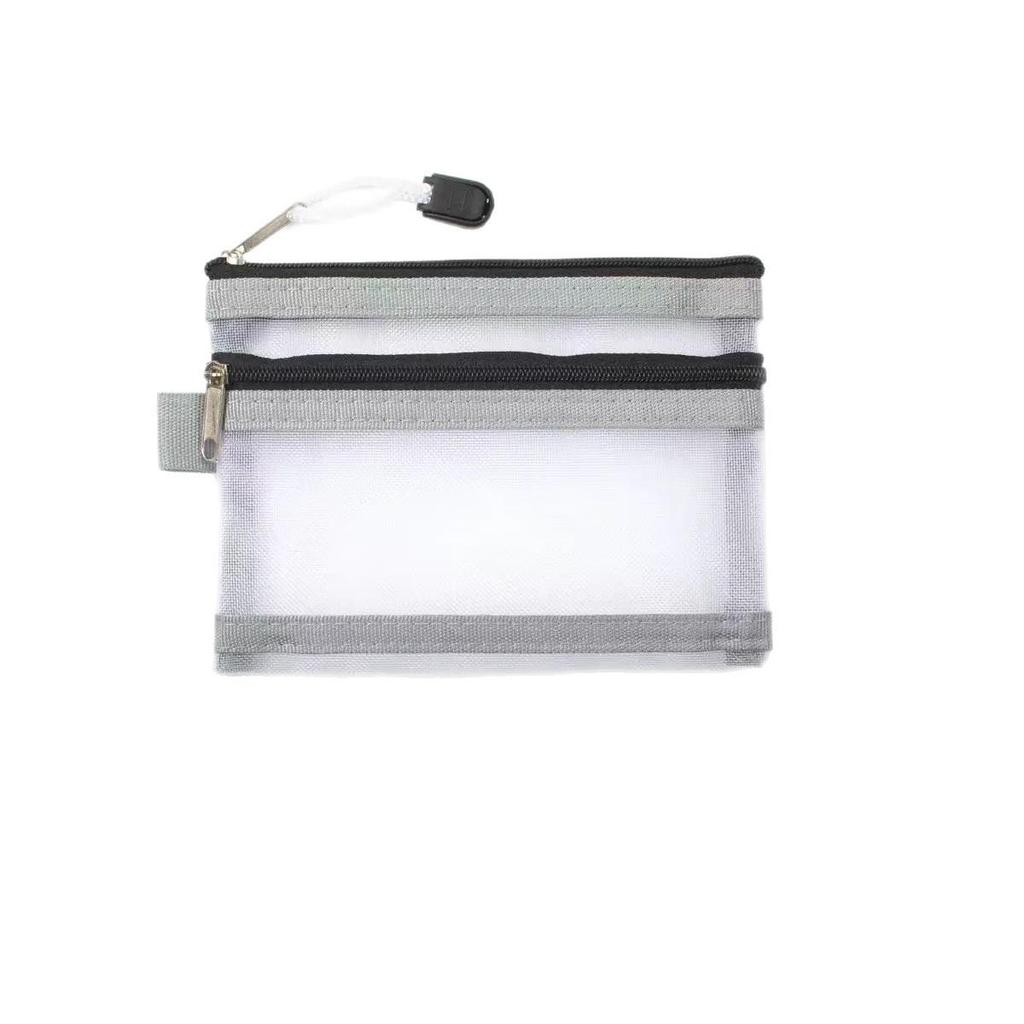 Double-Layer Card Holder & Document Storage Bag: Portable License Pouch with Zipper and Mesh for Passport & Household Registration Book