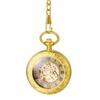 Pocket Watch Automatic Skeleton Antique Roman Analog Display Pocket Watch Waterproof Pendant Watch with Chain Gold Birthday Anniversary Christmas Day