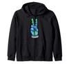 World Peace Earth Day Awareness Peace Sign Hand Gesture Zip Hoodie