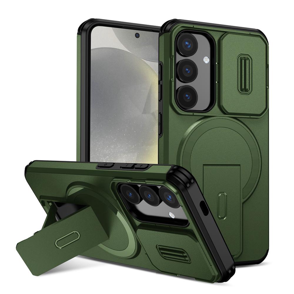 KEYSION Противоударный магнитный чехол для Samsung Galaxy S24 S25 Ultra S25+ S24 FE со сдвижной защитой камеры, подставкой и поддержкой беспроводной зарядки