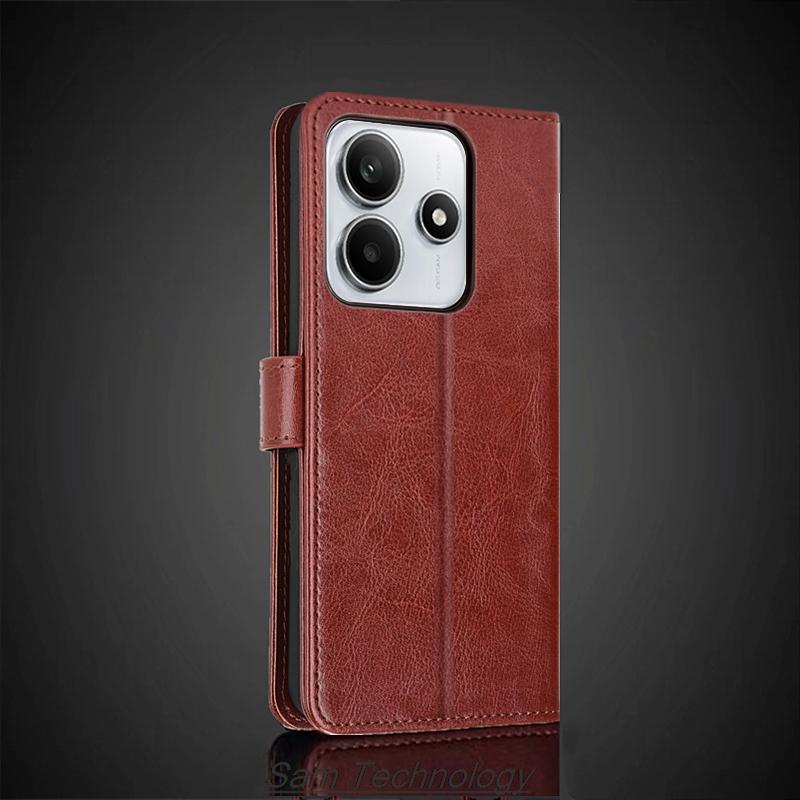 Чехол-держатель для карт для Xiaomi Redmi Note14 4G / Redmi Note 14 5G Global Pu Leather Retro Wallet Flip Case Capa Fundas Coque
