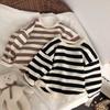 Vintage Striped Shirt South Korea Children's Spring and Autumn Striped Base Shirt Men's and Women's Baby Long Sleeve T-Shirt Sweater