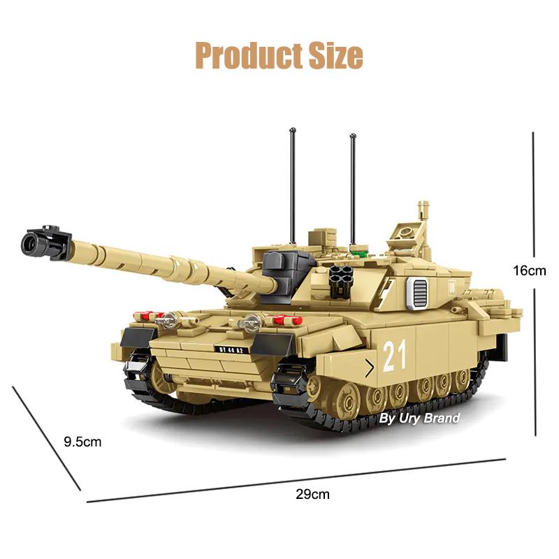 Армейский танк Второй мировой войны, MBT M1A2 Abrams FV 4034 Challenger-2, наборы пушек-колесниц, солдатские строительные блоки, игрушки для мальчиков