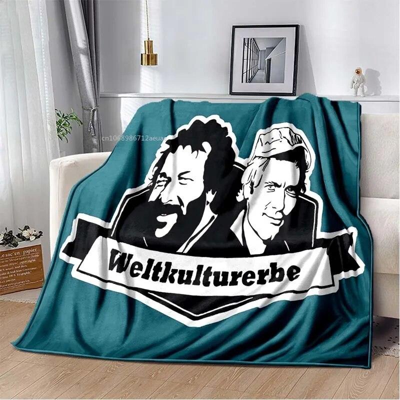 Одеяло с принтом Теренса Хилла и Бада Спенсера, комедийный персонаж, теплое тонкое фланелевое мягкое и удобное домашнее дорожное одеяло, подарок