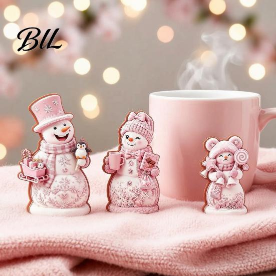 Wooden Snowman Ornaments 3PCS Christmas Ornaments, Decorative Cute Festive Figures, Indoor Winter Decorations High-definition Printing Crafts