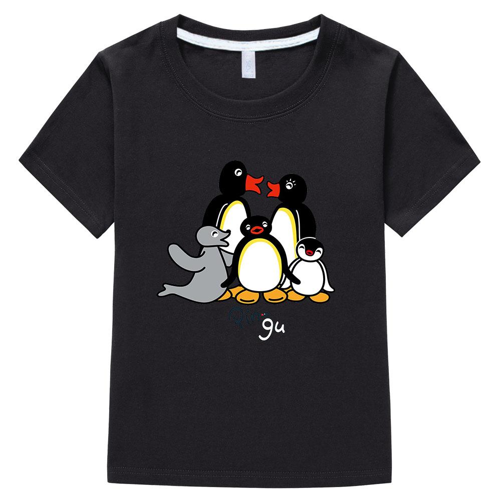 Pingu Summer 100% Cotton T-shirt Kawaii Boys Cartoon Print Tees Girls Kids O-neck Clothing Sports Fashion Tops Manga Short Sleeves summer clothes