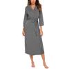 Women's 4/3 Sleeve V-neck Lightweight With Belt Long Robe Bathrobe Sleepwear