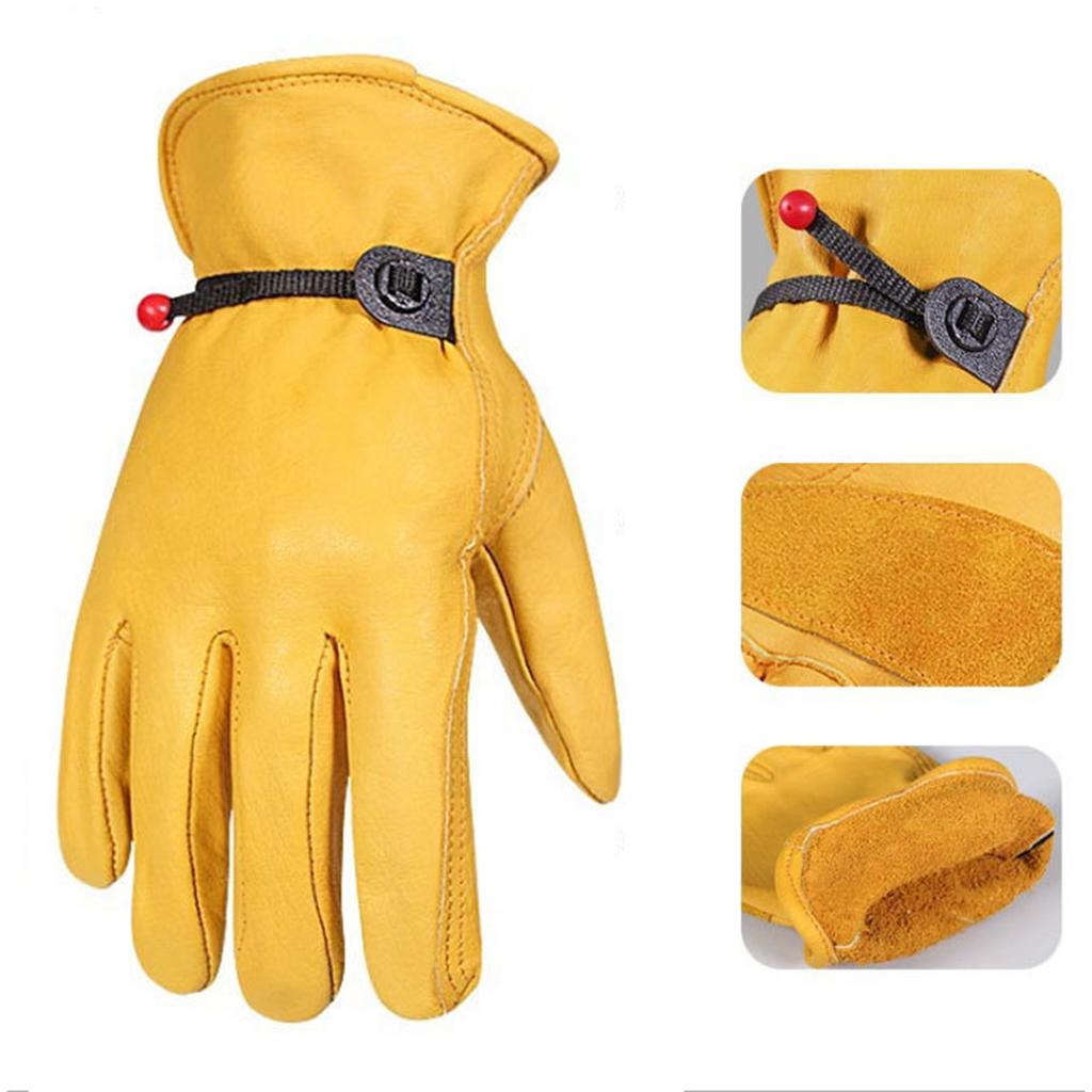 Work Gloves Prevent Slip Wearable Adjustable Soft Protective Faux Cowhide Gloves for Gardening