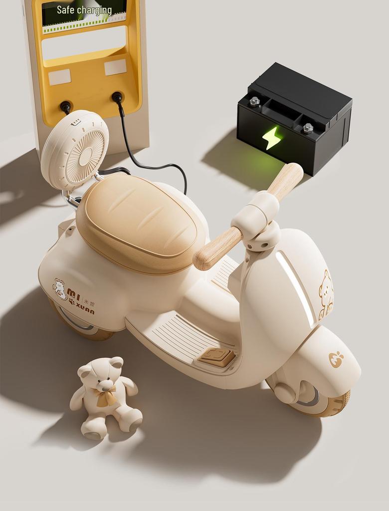 Детский электрический трехколесный мотоцикл с пультом дистанционного управления и световыми эффектами для мальчиков и девочек - Автомобиль Мулан