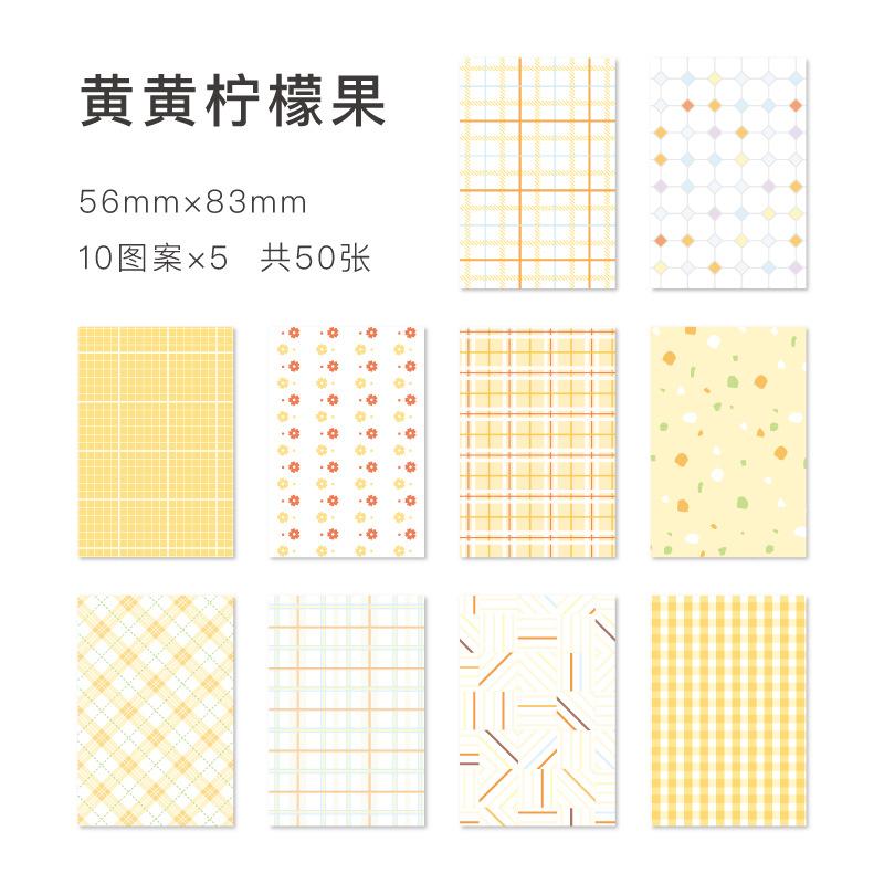 50pcs Kawaii Ins Memo Material Grid Texture Craft Paper DIY Junk Journal Scrapbook Background Paper Planner Aesthetic Supplies