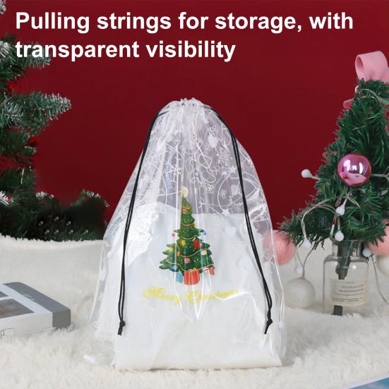 Christmas Drawstring Gift Bag Transparent Plush Doll Packaging Bag Dust-Proof Clear Storage Pouch for Christmas Gift Home Organization