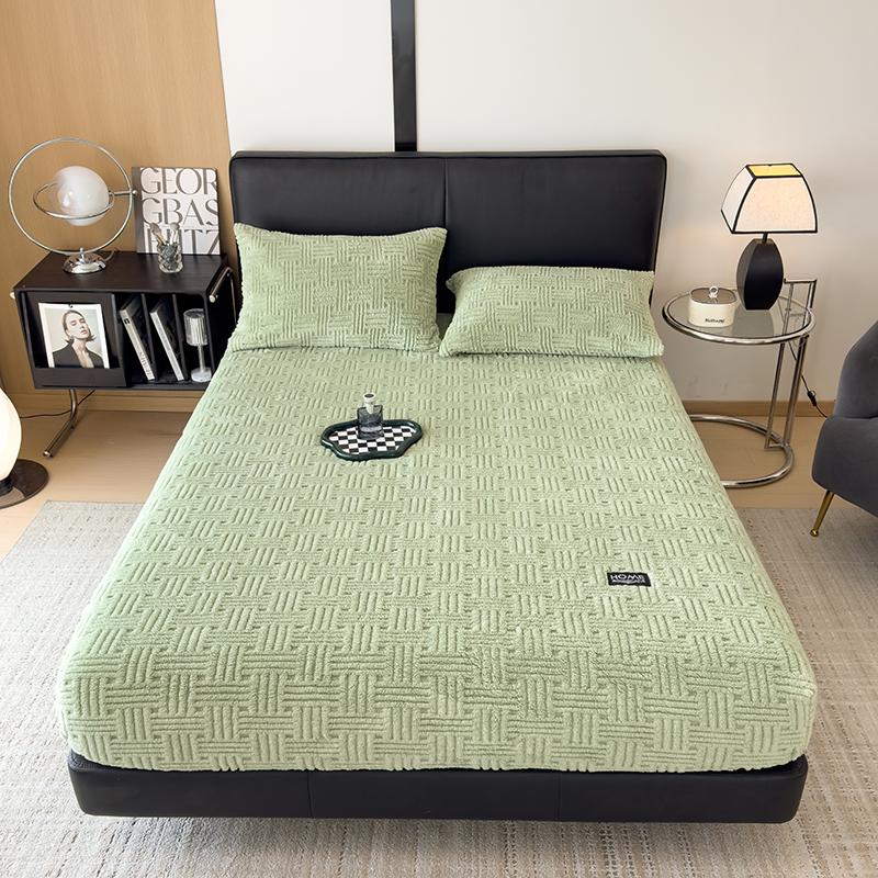 Горячая Зимняя Теплая Коралловый Флис Простыня на Резинке Эластичный Наматрасник Чехол Пушистый Плюшевый Постельное Белье Пара Двуспальная Кровать Кинг-Сайз