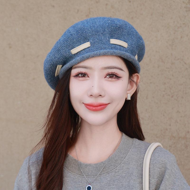 Autumn And Winter Beret Children Retro Painter Hat Fashion Versatile Big Head Circumference Show Face Small Knitted Warm