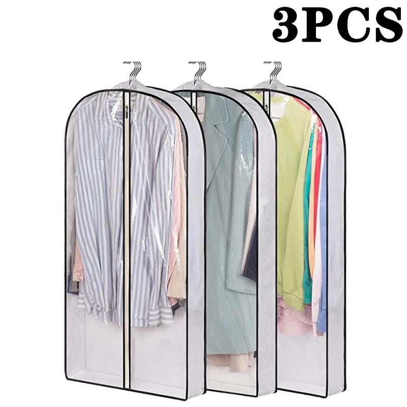 Clothes Dust Cover Storage Clothes Hanging Bag Household Transparent Waterproof Suit Cover Black Wraparound Washable Dust Cover