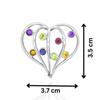 Sterling Silver Multi-Gemstone Heart Pendant: Amethyst, Garnet, Peridot