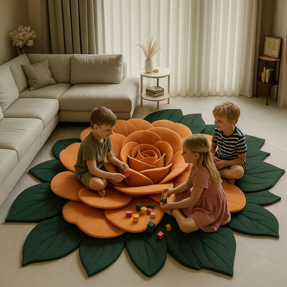Special-shaped Peony Floor Mat Non-slip Door Gasket  for Living Room Tea Table Bedside