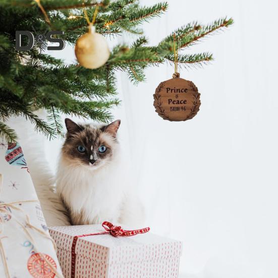 Names of Jesus Decorations Wooden Jesus Themed Hanging Ornaments Rustic Religious Decorations Christian Gifts for Women Men Festive Decor