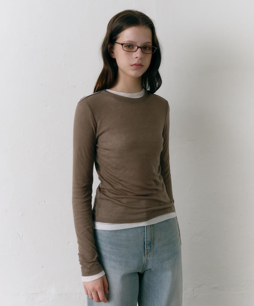 OSTKAKA Layered Wool Tencel T-Shirt Mocha