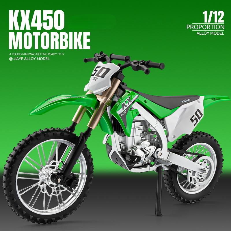 Моделирование 1:Масштаб 1/12 Модель внедорожного мотоцикла Kawasaki KX450 из сплава со звуком и светом, литая модель мотоцикла, игрушка-транспортное средство для мальчика, подарок