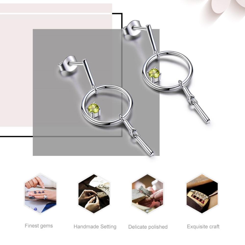 Желтый перидот, женская мода, 925 пробы, маленькие круглые серьги, симпатичные круглые серьги-гвоздики, геометрические винтажные серьги для женщин