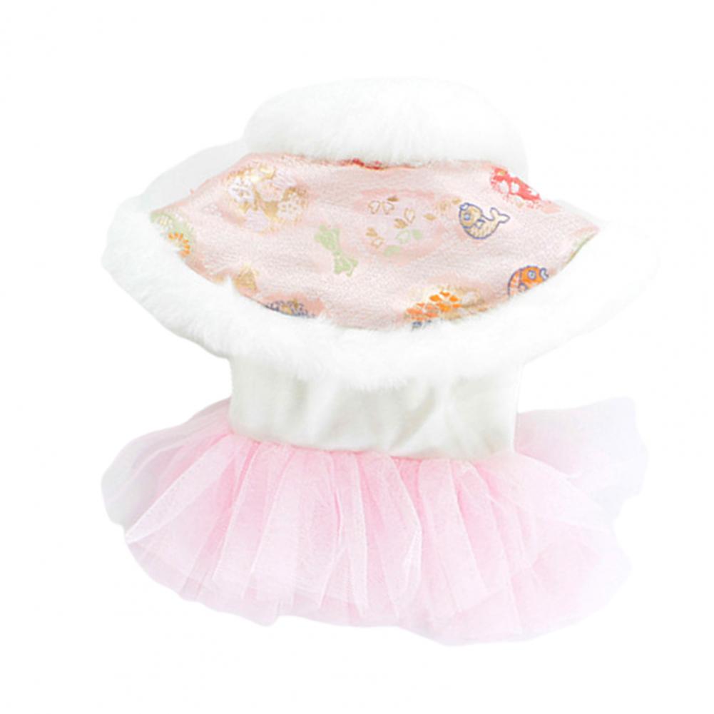 Одежда для собак Китайская одежда для домашних животных в стиле Тан, накидка из плюша с разбросанным подолом, цветочным принтом, бантом, шнуровкой, зимнее платье на Рождество и Новый год