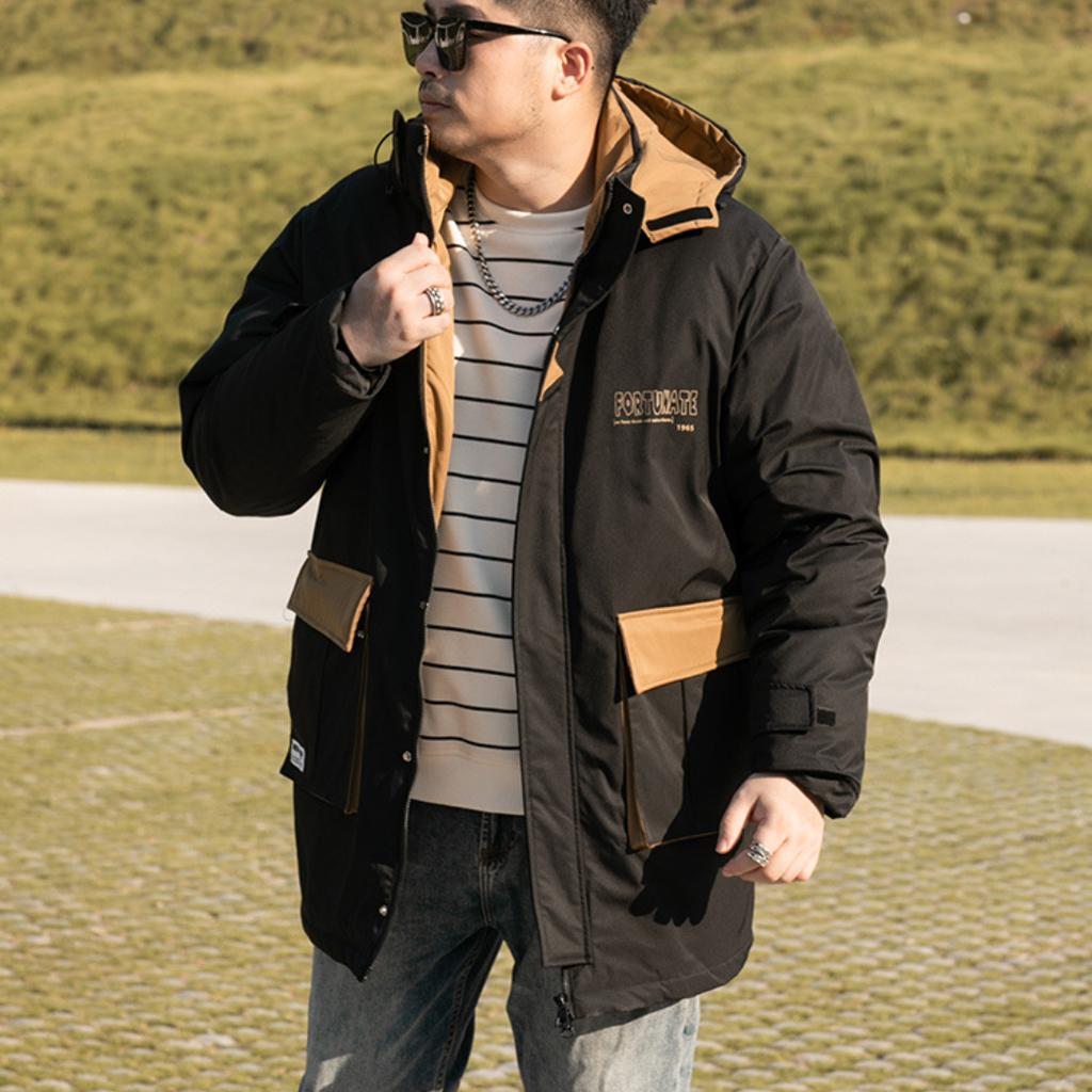 Зимнее свободное хлопковое пальто средней длины размера плюс, мужская повседневная рабочая одежда, непромокаемая съемная куртка с капюшоном для мужчин 4XL-10XL