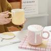 1 шт. 400 мл. Кружка для кофе с рисунком печенья, с крышкой и ложкой, керамические чашки для кофе, милая кавайная чашка для воды, летняя и зимняя посуда для напитков, подарки