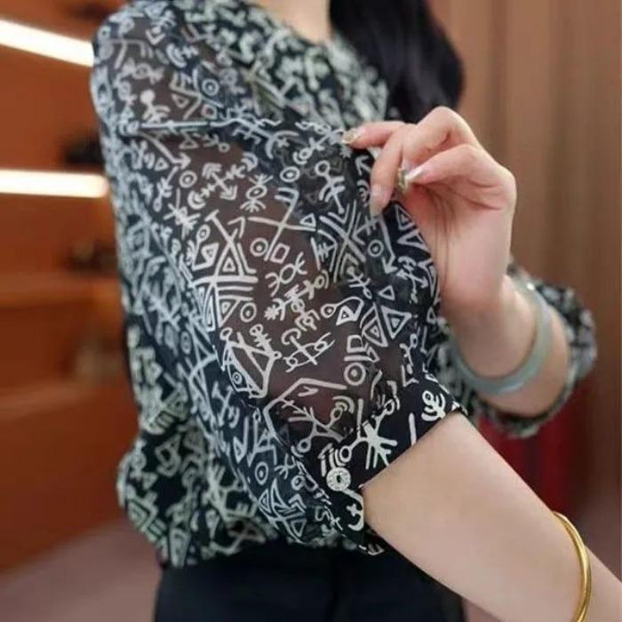 Стильная летняя женская рубашка тонкая свободного кроя повседневная скрывает живот блузка с рукавами семь восьмых большого размера модная