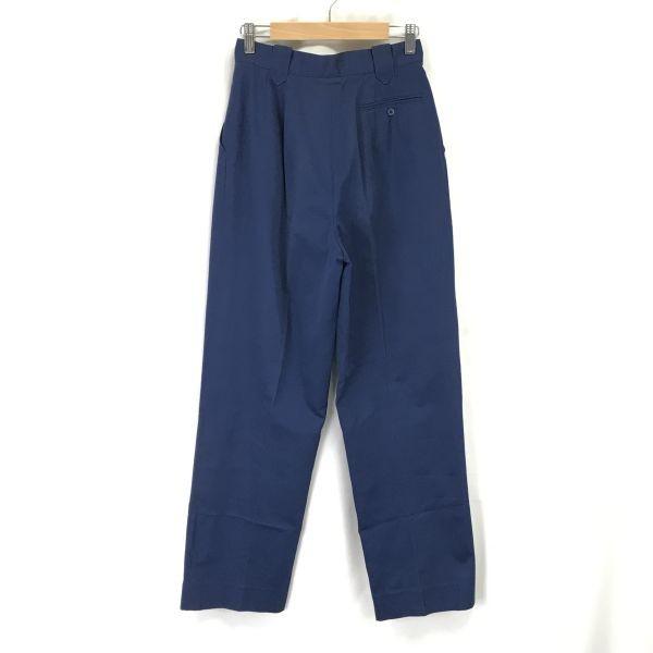 Burberry S 80-90-е Винтажные Хлопковые Брюки с Высокой Посадкой 9AR S 71см Шаговый Шов Темно-синий(ИСПОЛЬЗОВАЛ)
