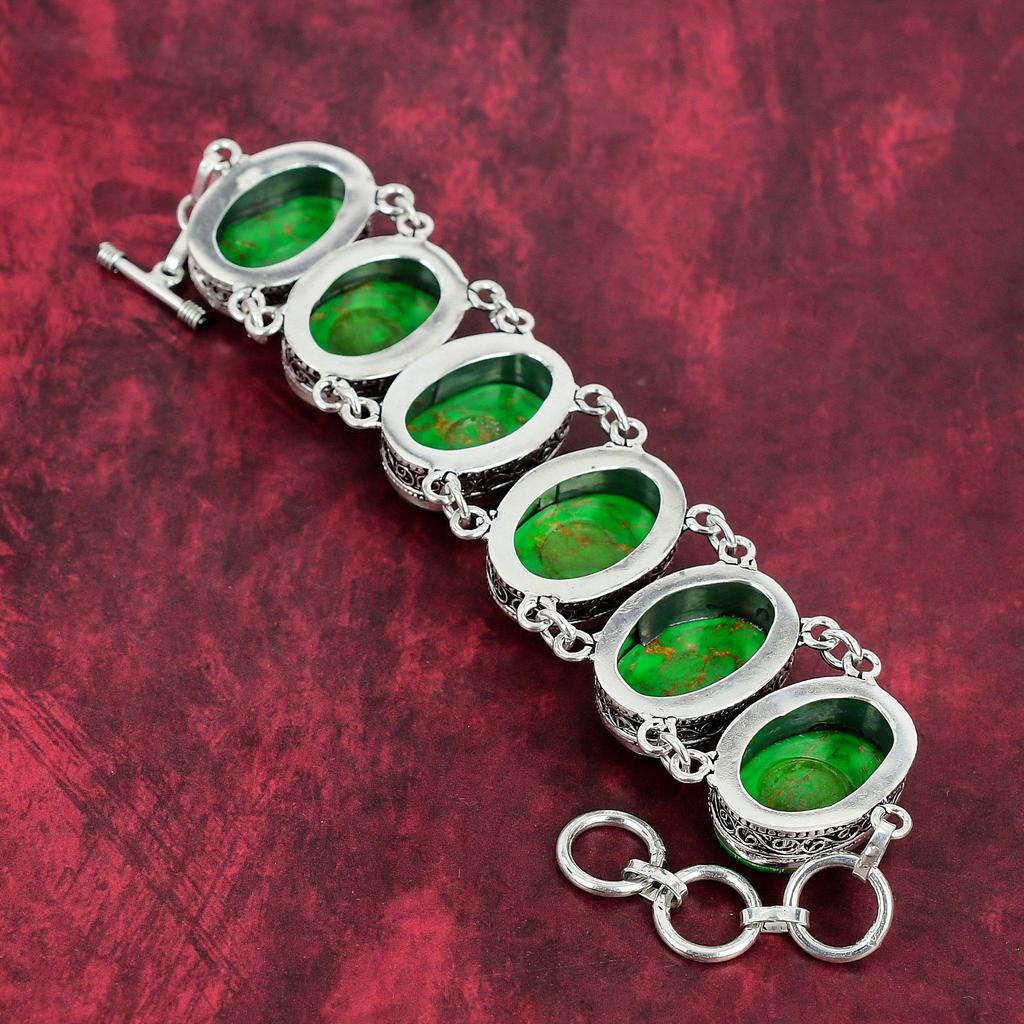 Ювелирные изделия ручной работы из зеленого медно-бирюзового драгоценного камня, комплект ювелирных изделий из стерлингового серебра 925 пробы, великолепный комплект ювелирных изделий из браслета и ожерелья для нее